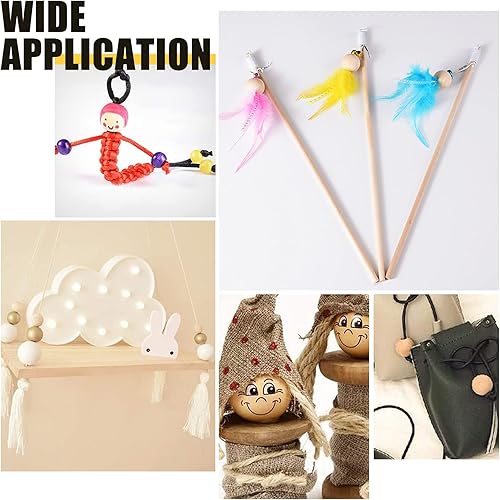 Miniatura 5 de PH PandaHall 50 cuentas de madera de 0.98 pulgadas (0.984 in), cuentas de madera natural, cuentas sueltas con cara para corona de árbol de Navidad,