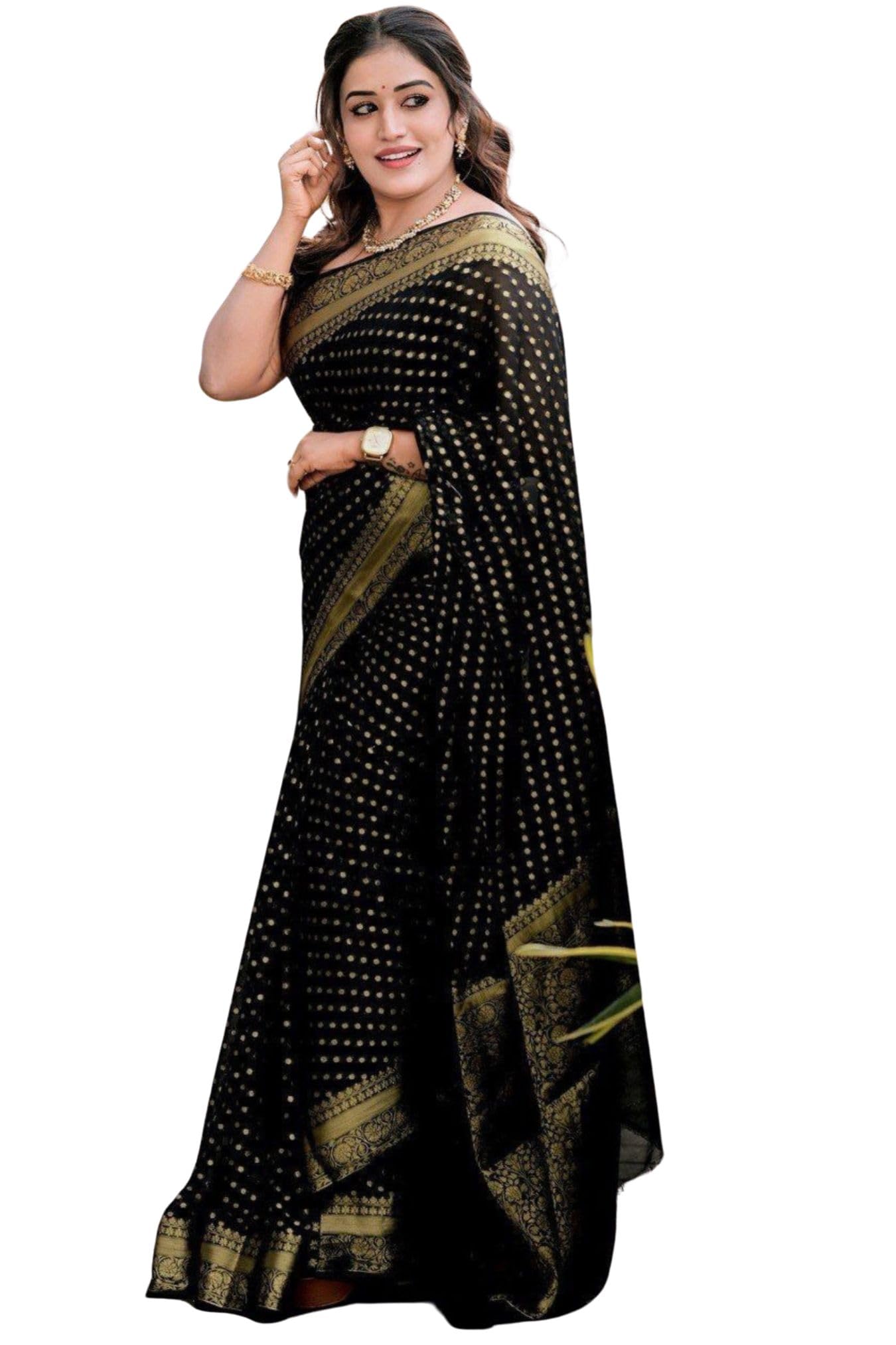 SGF11 Women's Kanjivaram Pure Soft Silk Saree With Unstitched Blouse Piece
