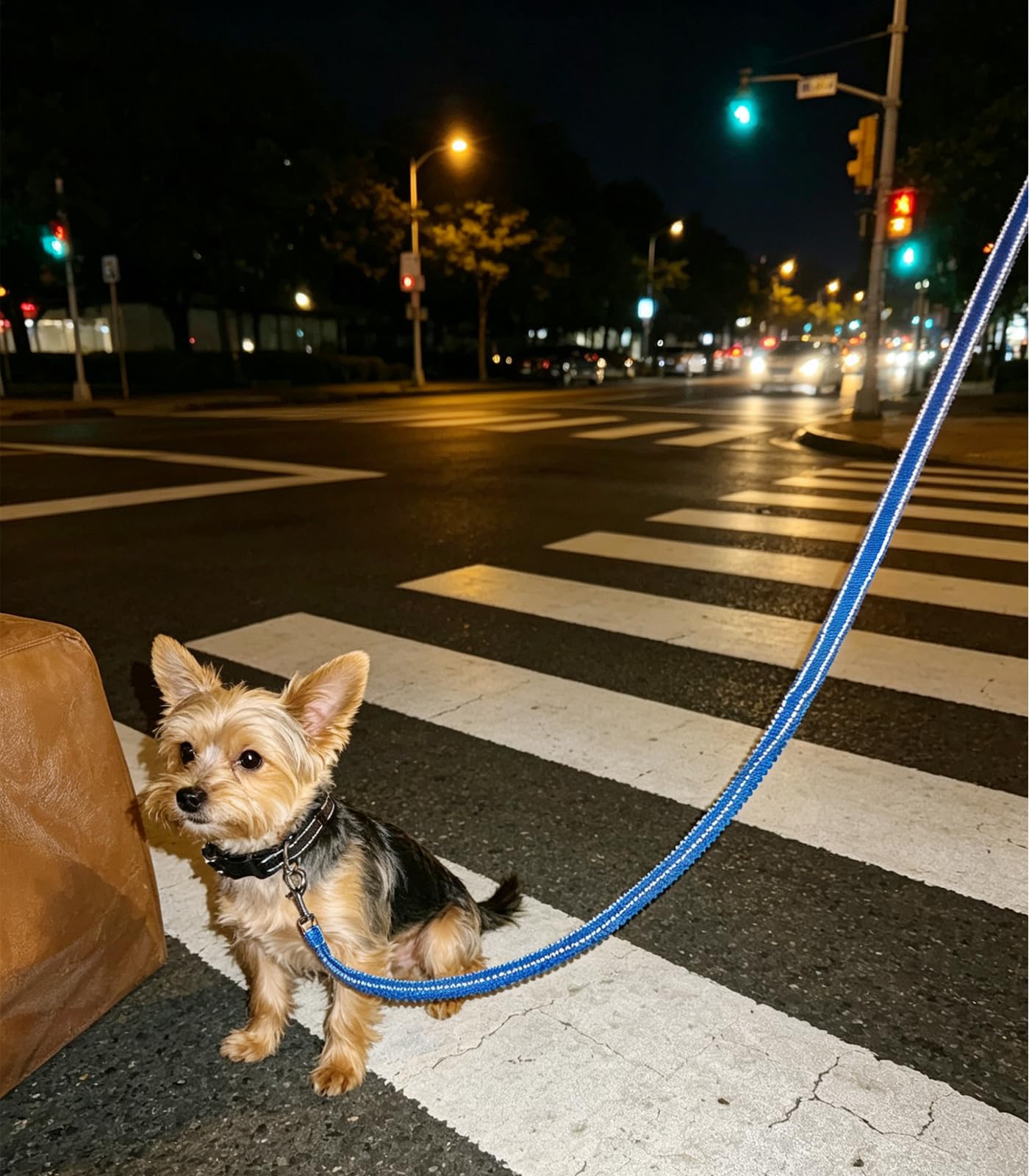 Correa elástica reflectante para perro, antitirón para absorción de golpes, correa elástica de nailon para caminar para perros pequeños y gatos medianos