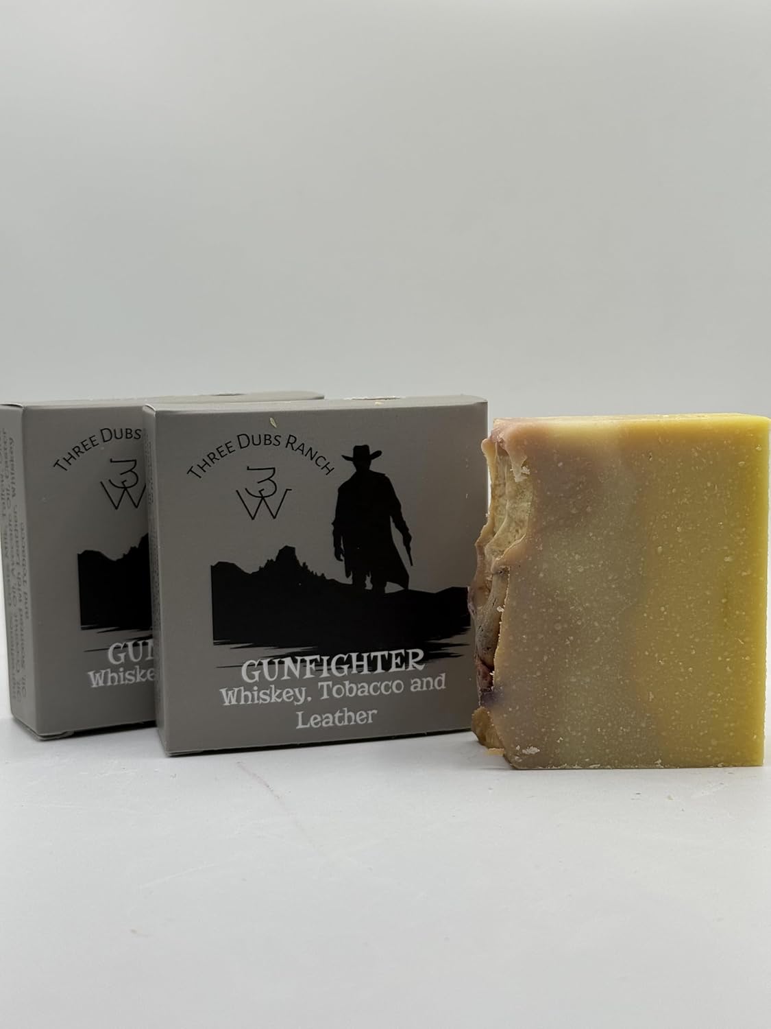 Gunfighter: Handmade All-Natural, Goat Milk Soap Bars made with Tallow, For Hands & Body. Leather, Tobacco, Whiskey scented Soap Bars. Made in Texas. (3.5 oz Bar 3 Pack)
