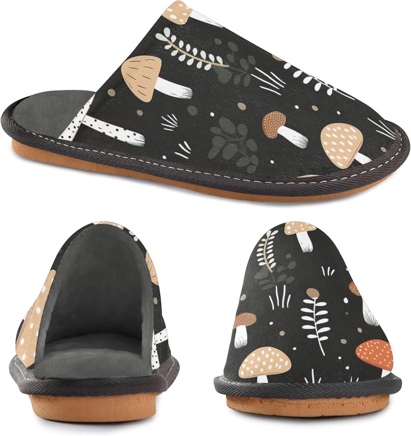 Mushroom House Slippers – Cozy Fuzzy Slippers for Guests, Washable & Disposable, Perfect for Shoeless Home, Spa & Hotel Use A112277