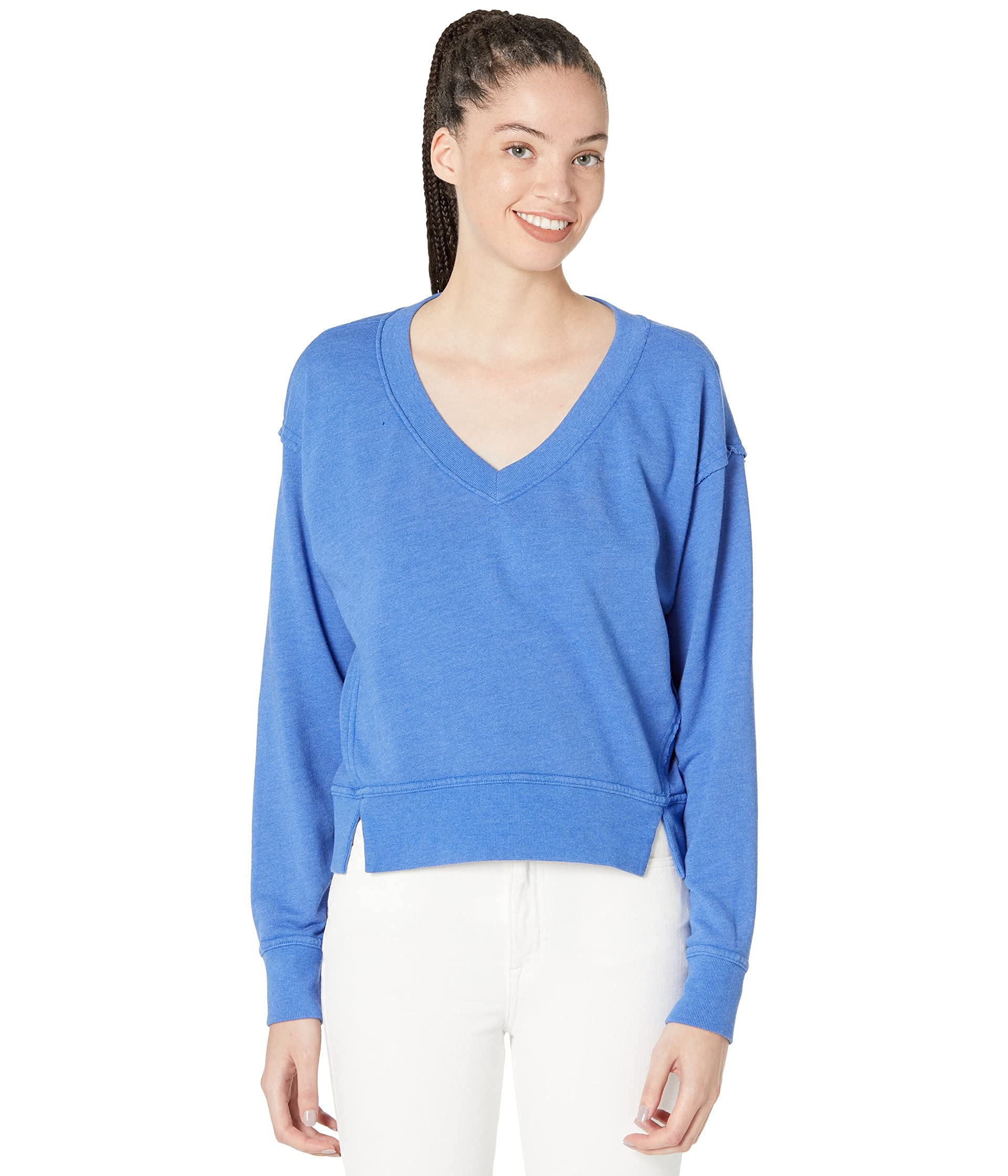 Michael Stars Camila V-Neck Crop Sweatshirt in Hermosa French Terry