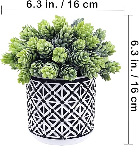 Miniatura 3 de Winlyn 3 piezas pequeñas de plantas suculentas en maceta, cadena de perlas artificiales, lúpulo de aloe en macetas geométricas de hormigón negro