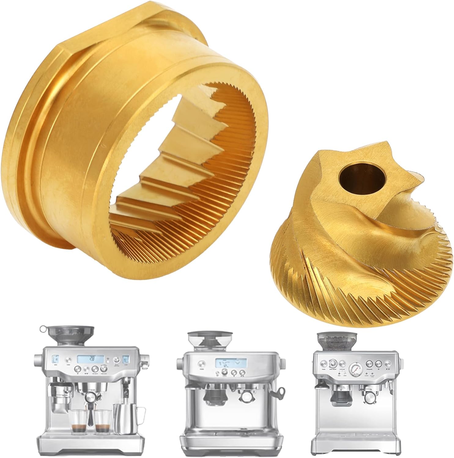 Conical Grinder Burr Set Replacement,Compatible with Sage/Breville Barista Espresso Coffee Machines Grinders-5 star original grinder burr only(Titanium Gold)