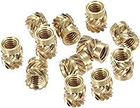 Vista 1 de uxcell Tuerca de inserción moleteada M4 x 0.276 in L x 0.236 in OD rosca hembra latón tuerca de incrustación 30 piezas