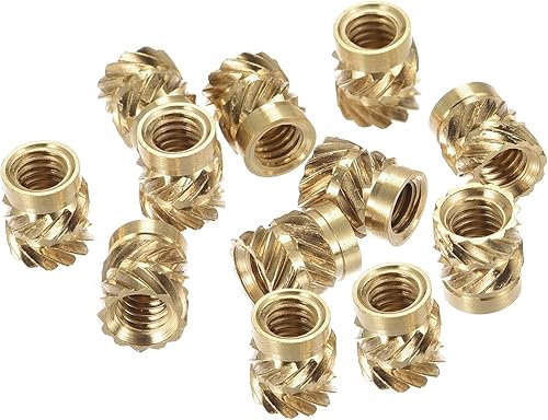 uxcell Tuerca de inserción moleteada M4 x 0.276 in L x 0.236 in OD rosca hembra latón tuerca de incrustación 30 piezas