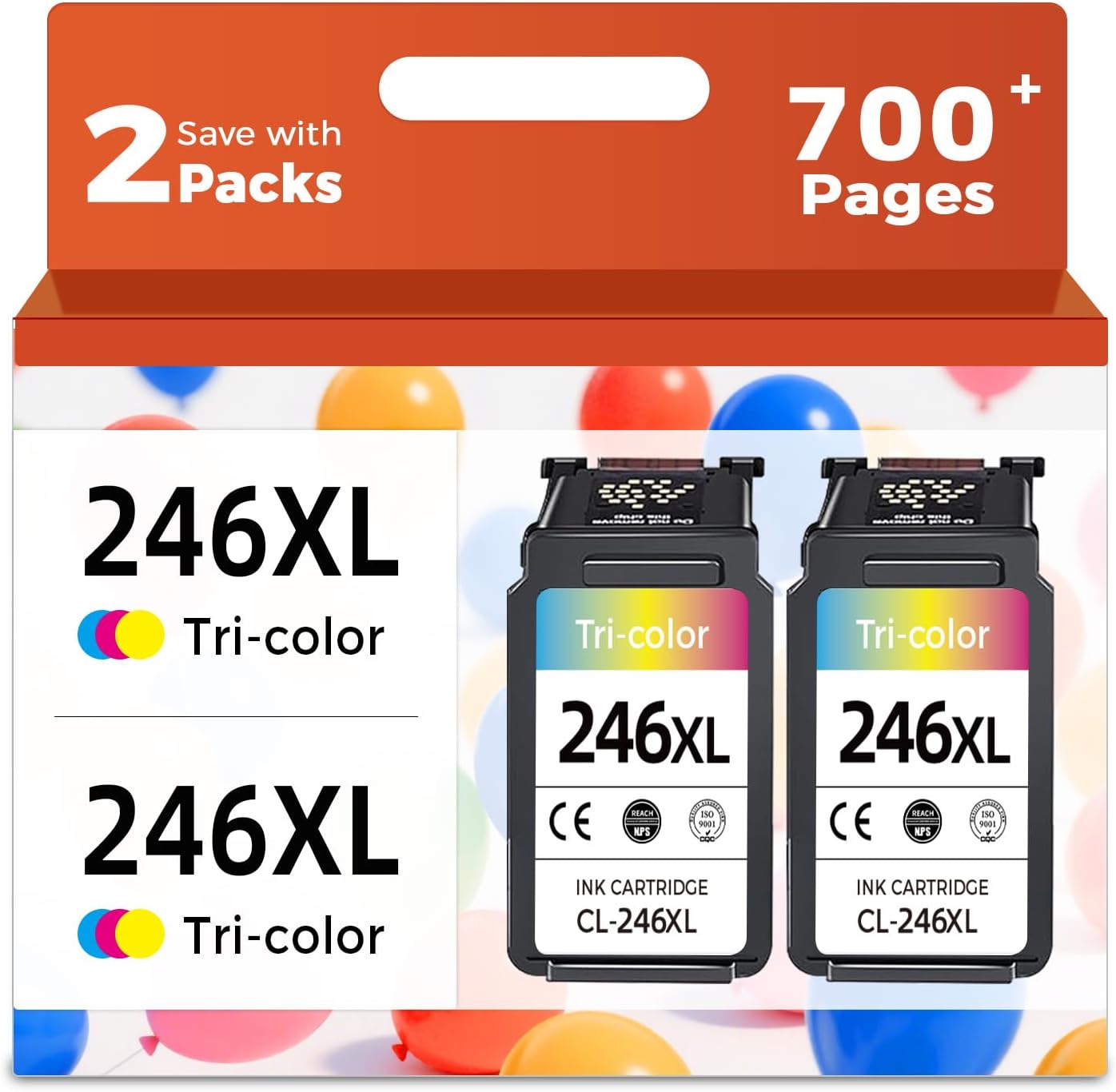 Compatible Ink Cartridge Replacement for Canon 245XL Color 246XL (Tricolor 2 Pack 245 246 XL CL246 244 MX490 MG2522 MX492 TR4520 TR4500 MG2520 TS3300 TS3322 MG2525 TR4522 TS3100 TS3122 TS3320