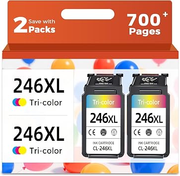 استبدال خرطوشة الحبر المتوافقة مع Relcolor لـ Canon 245XL Color 246XL Tricolor 2 Pack 245 246 XL CL246 244 MX490 MG2522 MX492 TR4520 TR4500 MG2520 TS3300 TS3322 MG2525 TR4522 TS3100 TS3122 TS3320