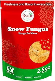 Byait Pre-Trimmed Snow Fungus 2.5 Oz, Unsulfured White Tremella Mushroom for Desserts and Sweet Soup