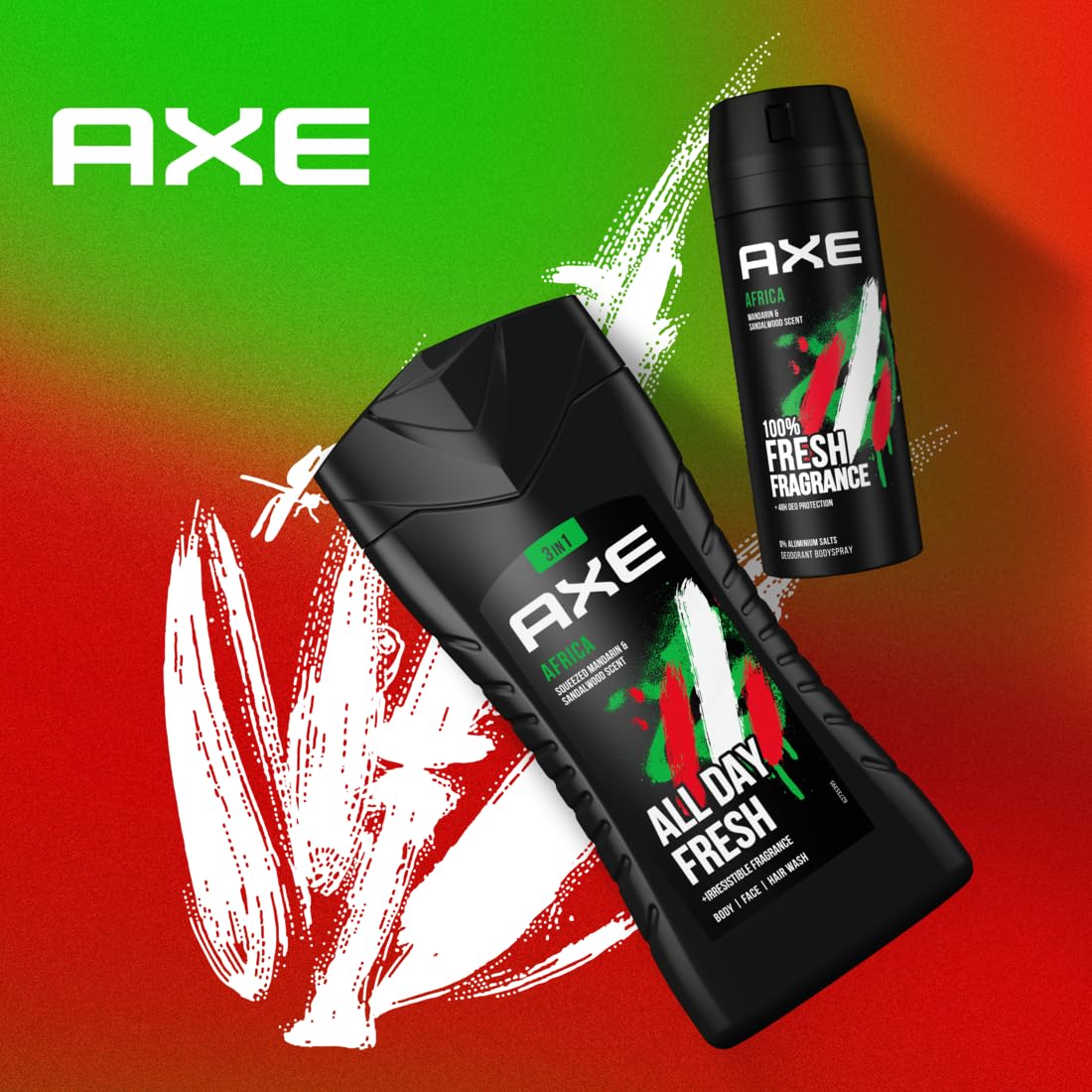 AXE Afryka dezodorant w sprayu do ciała z ochroną 48H przed zapachem ciała, bez soli aluminiowych, 12 sztuk