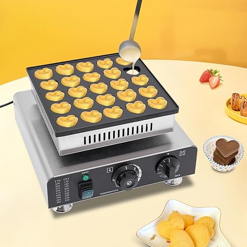 Miniatura 2 de Mini máquina comercial para hacer panqueques, máquina eléctrica holandesa panadera, 25 piezas de hierro para magdalenas para el hogar, restaurantes,
