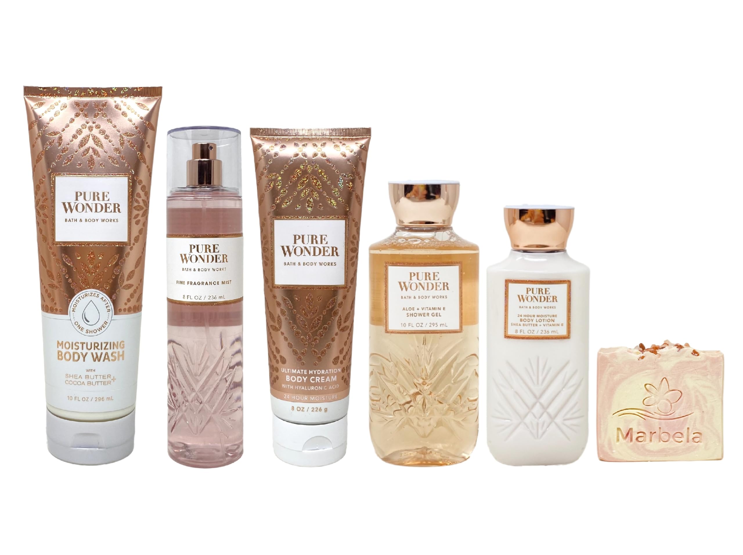 Bath & Body Works Pure Wonder 5 Piece Bundle - Moisturizing Body Wash - Fragrance Mist - Body Cream - Shower Gel and Body Lotion - with a Himalayan