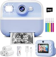 DUDUDRAGON Kids Instant Print Camera: 1080P Dual Lens Selfie Cam, Games, MP3 Player - Birthday Gift for Boys Girls 3-12
