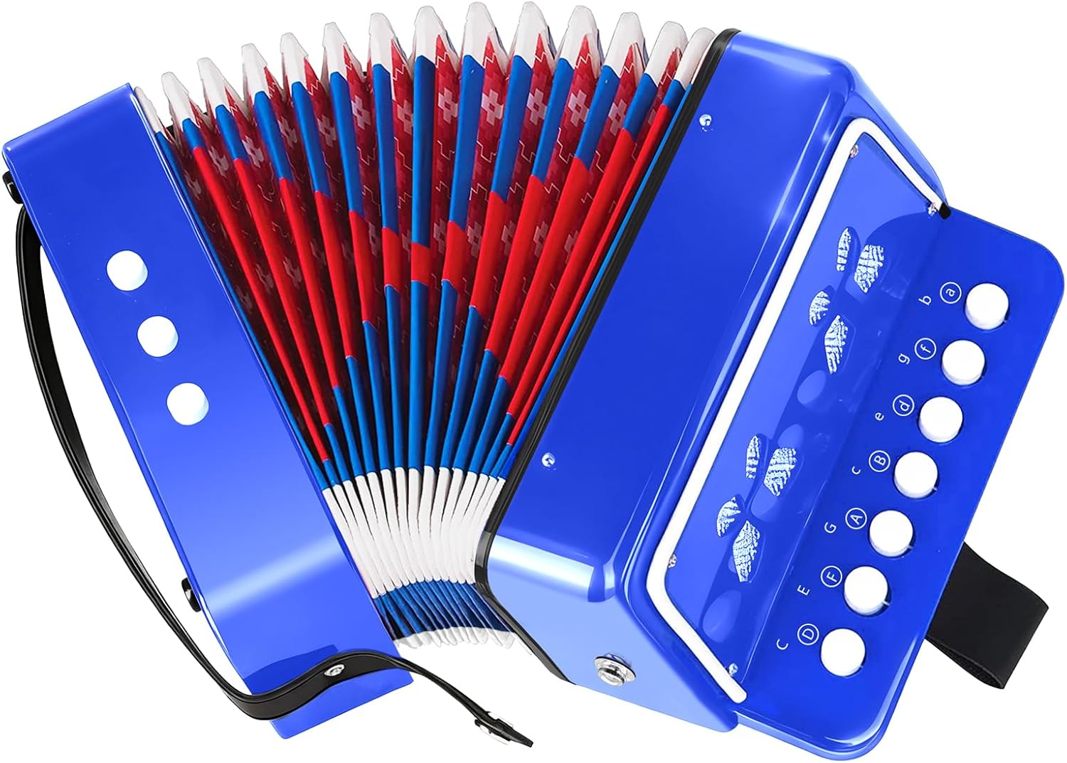 AZEAM Kids Accordion, Toy Accordion for Ages 3 5 9 7 10 12 Child Children Toddlers Beginners Kids Musical Instruments 10 Keys Button Small Lightweight for Boy Girls Christmas（Black）