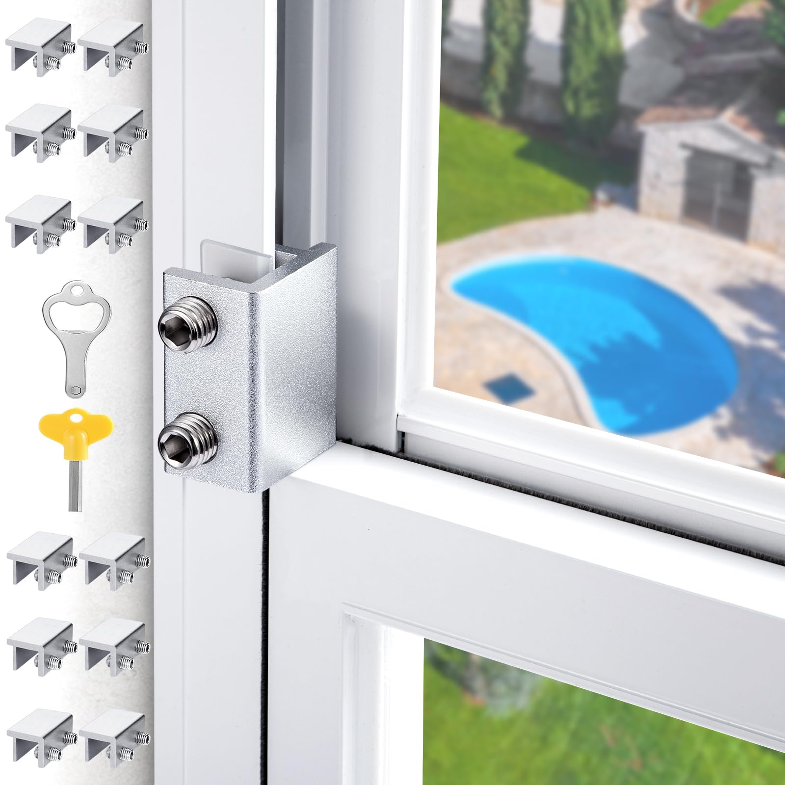 Cerraduras de ventana deslizantes horizontales, cerradura de seguridad para ventana con llave, Easv de aluminio ajustable para instalar tapón de ventana, cerraduras de ventana para ventanas arriba y