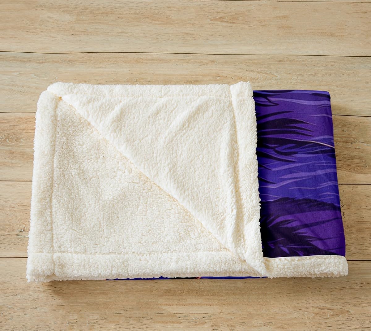 Seaside Night Fleece Blanket,Glitter Purple Starry Moon Sky Bed Blanket for Kids Teens,Hawaii Ocean Waves Tropical Palm Trees Flannel Blanket for Room Decor,Queen 90"x90"