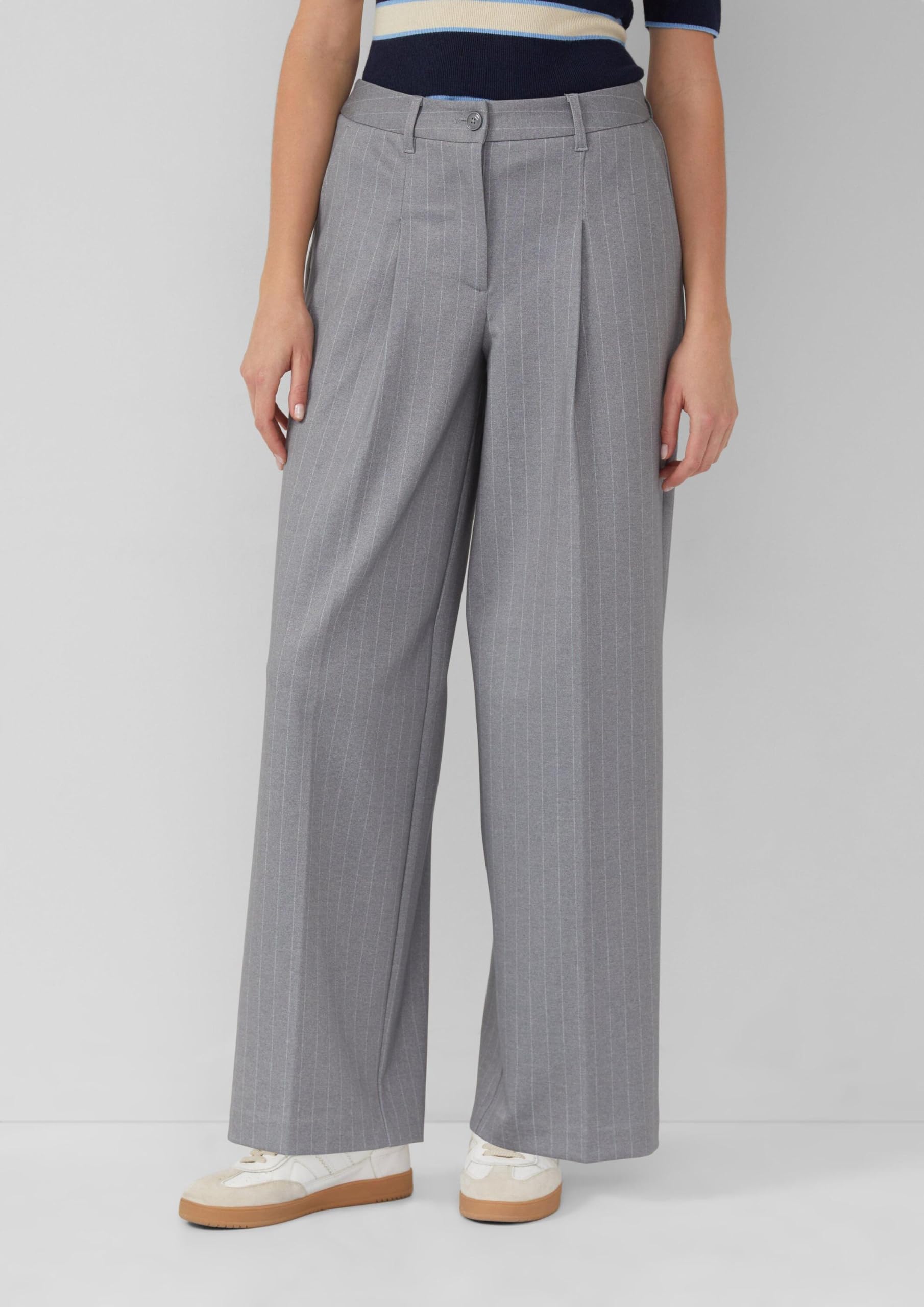 s.Oliver Hose aus Interlockjersey mit Wide Leg und Nadelstreifen