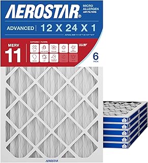 Aerostar Air Filter 12x24x1 MERV 11 AC Filter, HVAC, Furnace Filter, 6 Pack