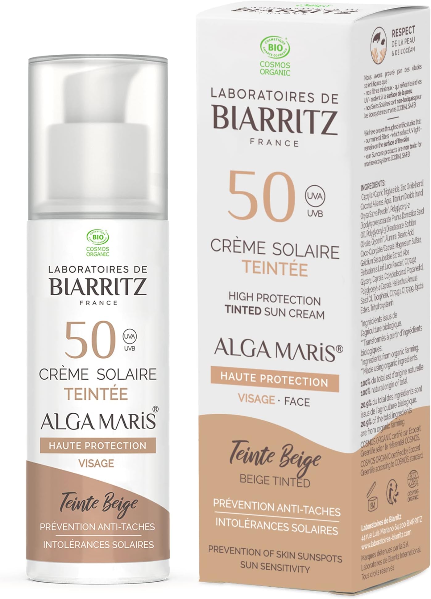 Alga Maris High Protectin Tinted Sunscreen Face SPF50 Organic 50ml - Beige