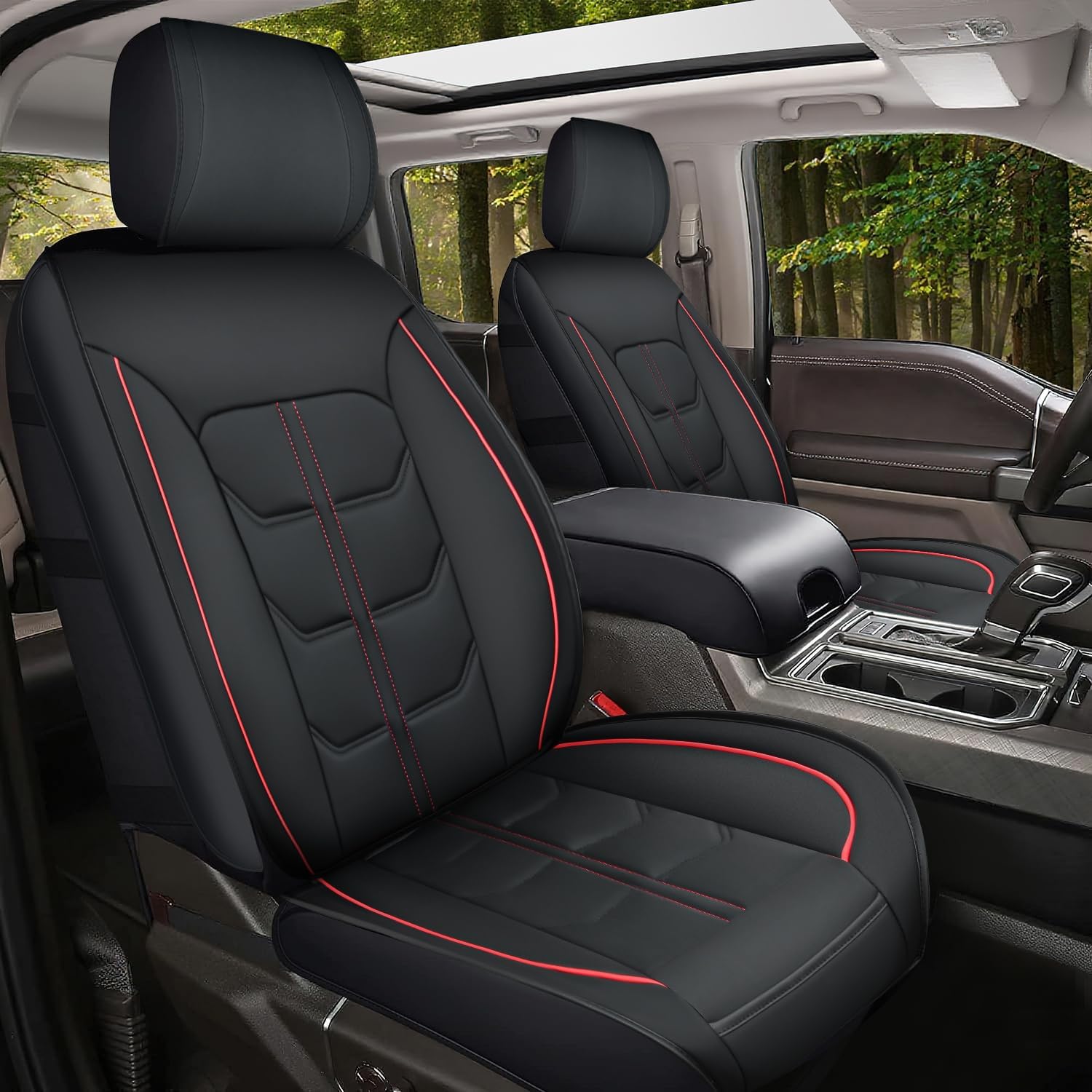 Nilight Car Seat Cover Custom Fit 2007-2024 Jeep Wrangler JK JL 4-Door Waterproof Wear-Resistant Faux Leather Anti Slip Cushion Set (2 PCS Front Covers)