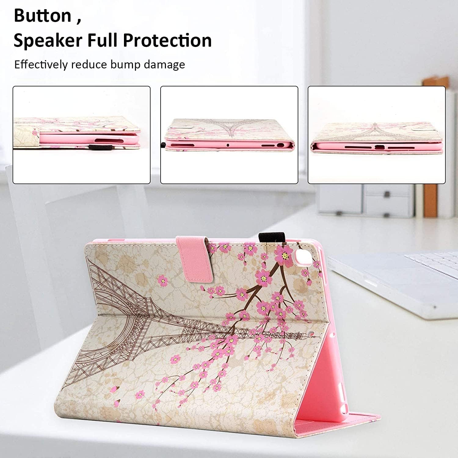 Dteck Case for iPad mini 5/4/3/2/1, Protective Leather Folio Case with [Auto Wake Sleep/Adjustable Viewing Stand Angle] Magnetic Shockproof Cute Slim Cover for iPad mini 7.9", Pink Eiffel Tower image 5