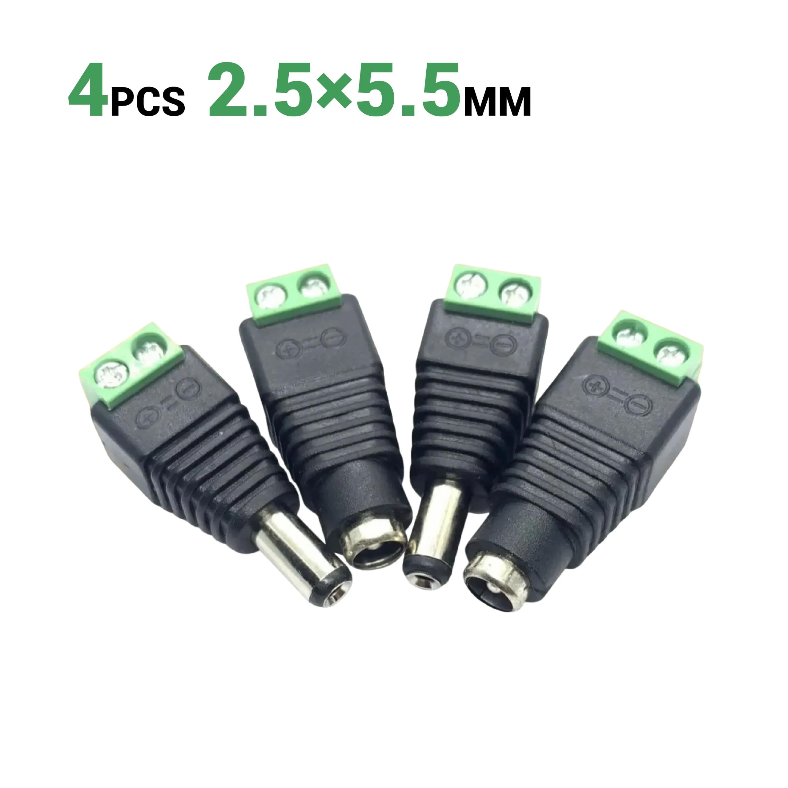 4/10 szt. 5,5 x 2,1 mm męski żeński kabel zasilający DC do CCTV LED Strip 12 V (4 szt. 2,5 mm)