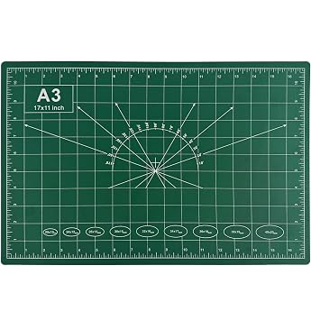 Cutting Mat A3 Craft Mat with Double-Sided Grids 45 x 30 cm Cutting Mat Self-Healing 3-Layer Craft Mat Cut-Resistant Desk Mat for Sewing Green