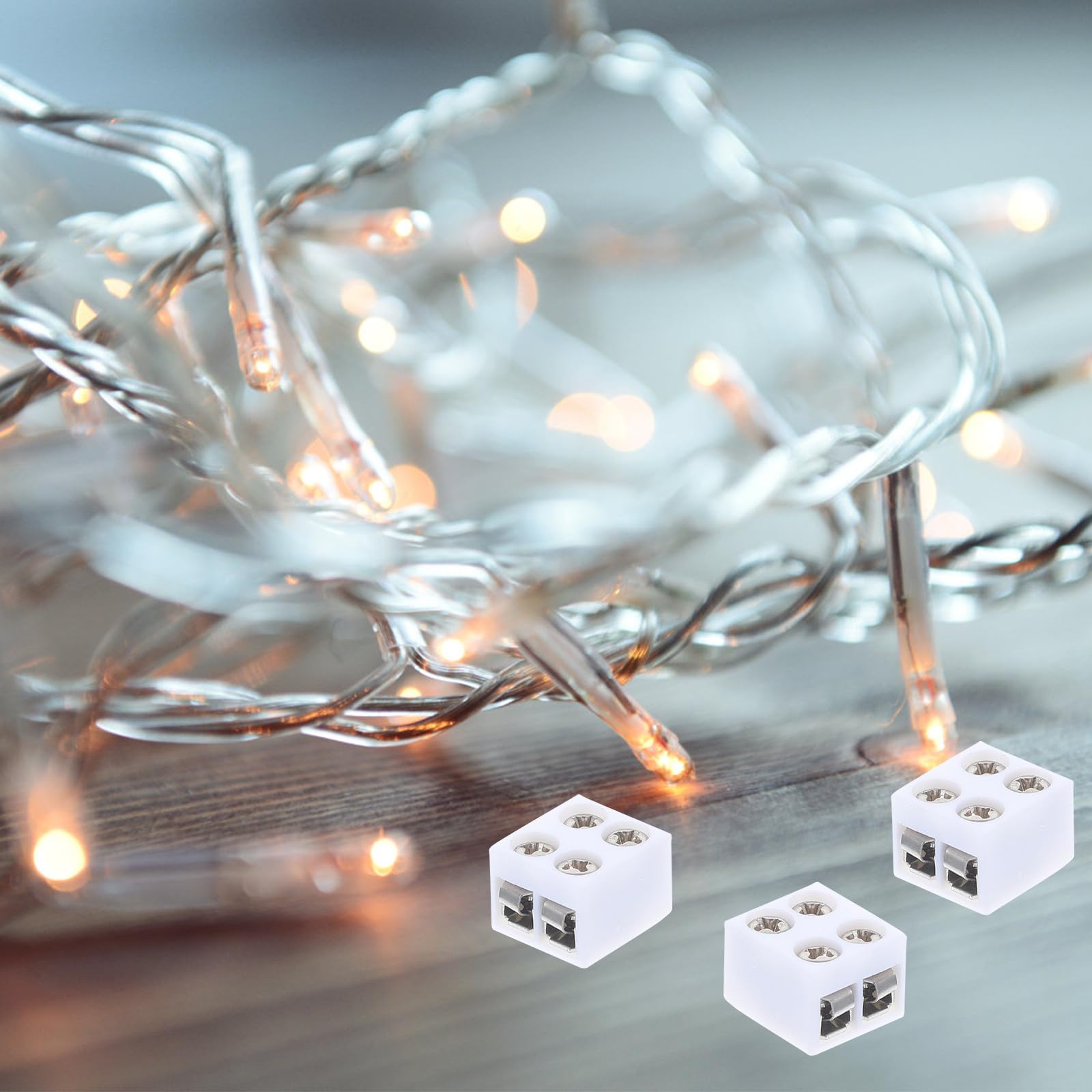 Conectores de Tiras de Luz LED sin Soldadura de 2 Pines Adaptador Atornillado para Tira de 8 MM Compatible Cables Sólidos y Trenzados 18-22 Awg Pack de 50 Unidades para