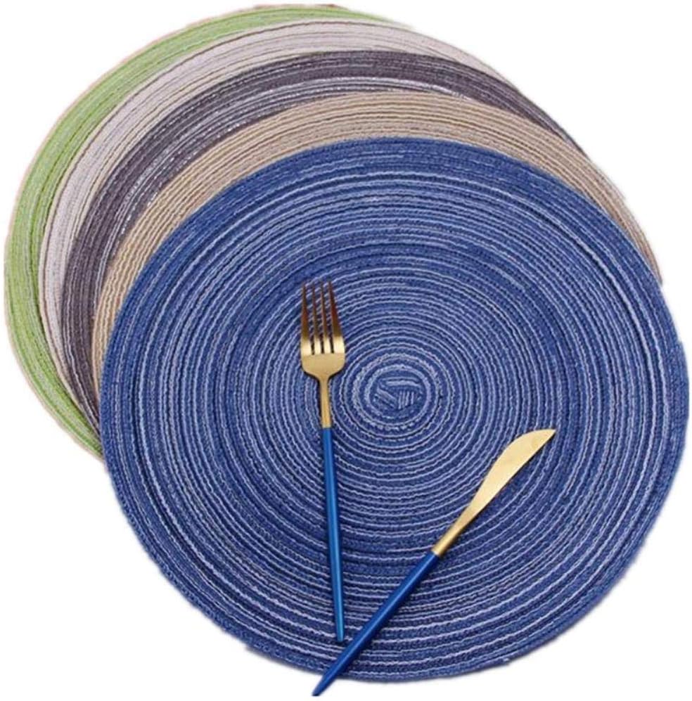 Placemats12Pcs Round Cotton Placemats&Coaster Set,Hand-Woven Heat ulation Non Slip Table Mats,for Party,Kitchen&Dining Roo
