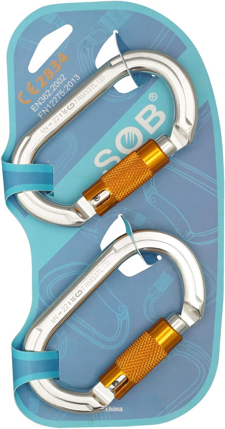 SOB Auto Locking Climbing Carabiner Clips,Heavy Duty Asymmetrical Carabiner Connector Used for Rappelling Gear Rescue Outdoor Projects Dog Leash - Image 9