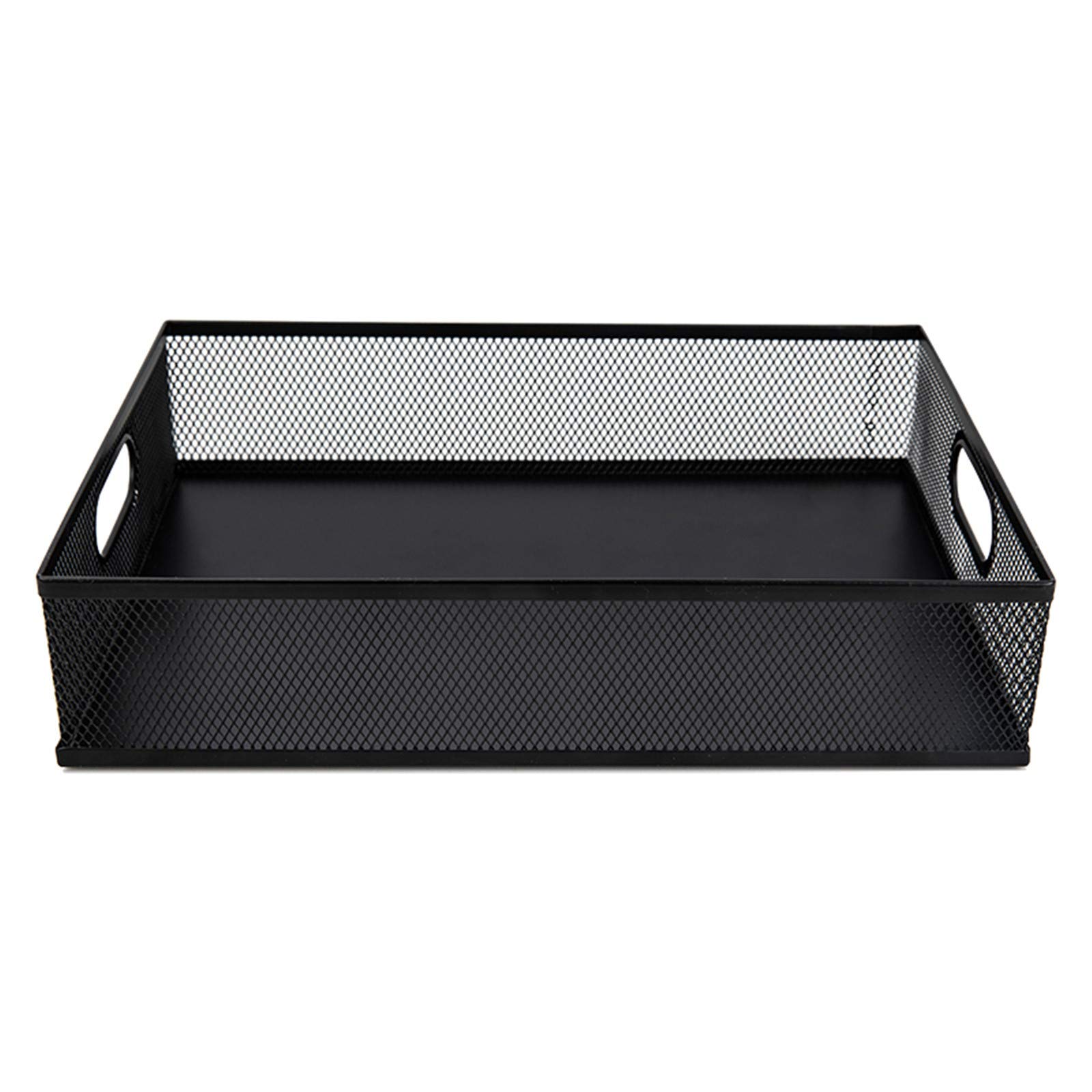 Panier de rangement en métal maillé, support papeterie avec poignées pour tri de bureau