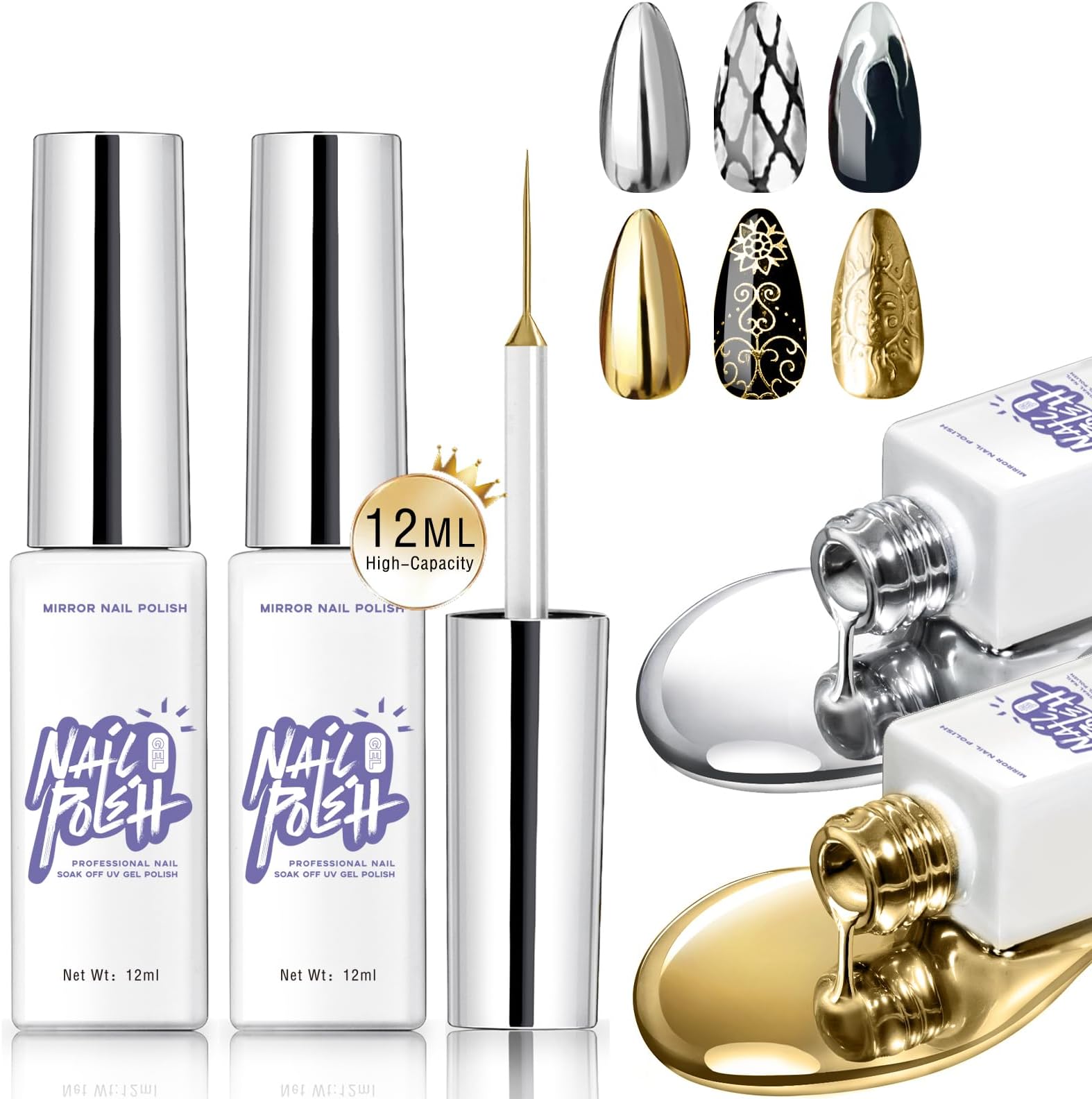 MIZHSE Metallic Painting Gel 3D Metal Mirror Effect