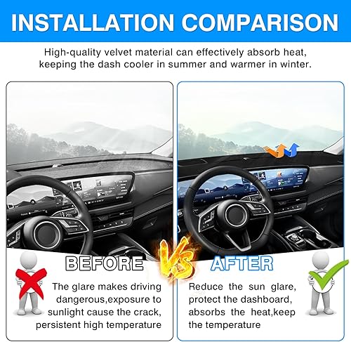 Miniatura 10 de Autorder Ajuste personalizado para cubierta de salpicadero, Volkswagen Atlas 2018-2023, accesorios deportivos VW Atlas Cross, tapete de franela