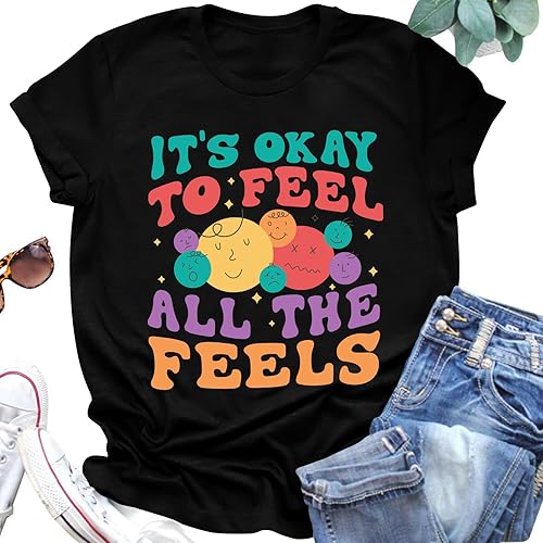 Ithalt Mental Health Shirt for Women It's Okay to Make Some Mistakes Letter Prin