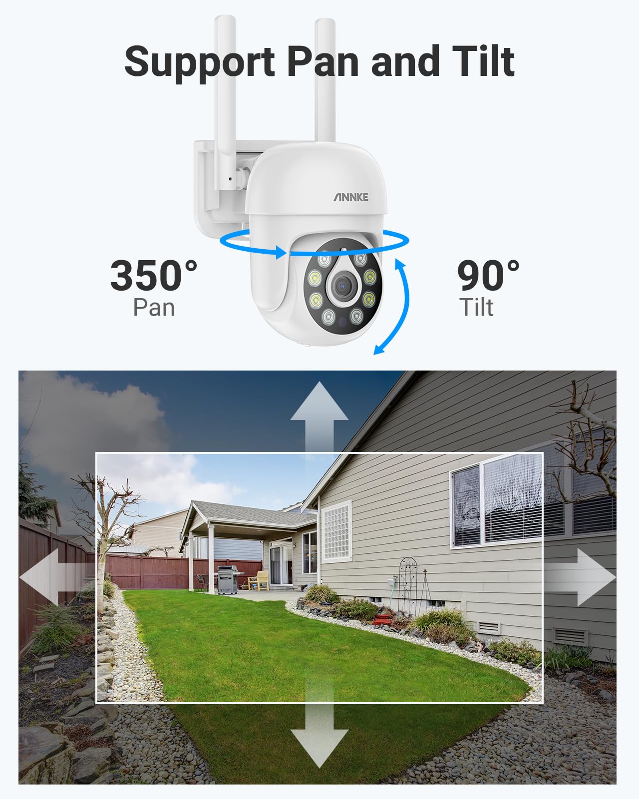 ANNKE Bezprzewodowa kamera monitorująca PT 5 MP, kamera WiFi IPC, inteligentne rozpoznawanie osób, odpowiednia bezprzewodowa NVR, dwukierunkowe audio, wodoszczelność IP67, widoczność w nocy 20 m,