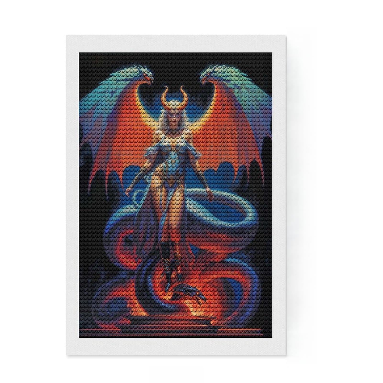 Junmoney Queen Lilith with Serpent Diamond Art Canvas 8"x12", Neat Printed Canvas, Mindful Craft Activity, Cosy Home Accent, Festive Craft Gift