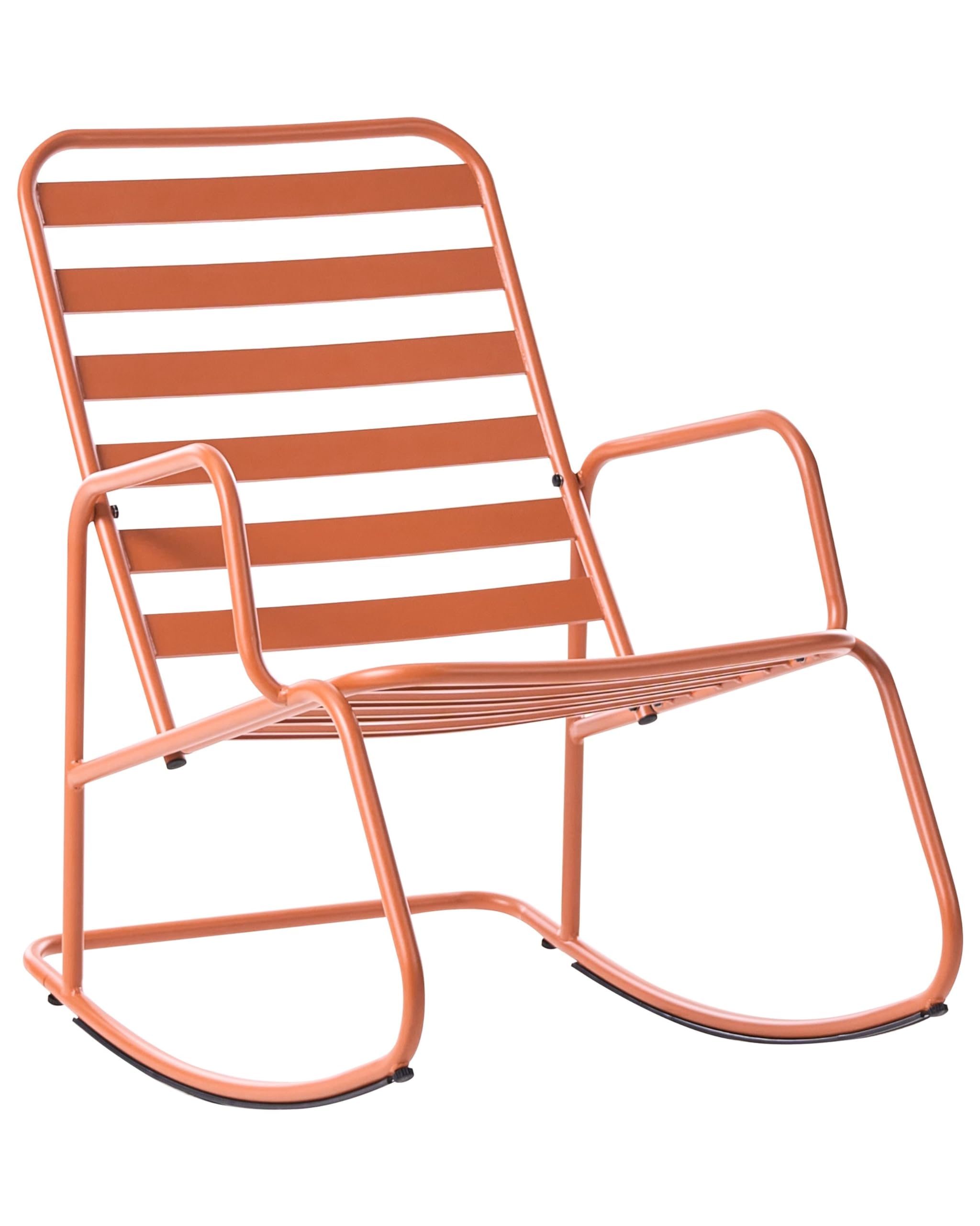 Beliani Sedia a dondolo da giardino moderna in metallo Design a doghe per esterni Alluminio Arancione