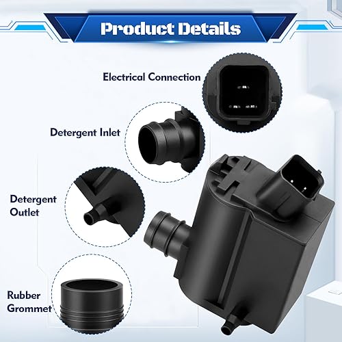 Miniatura 4 de HHCSOP 98510-1W000 Bomba de lavado de parabrisas, repuesto para Hyundai Accent Elentra Santa Fe Tucson, Kia Forte Rio Rondo Sorento Spectra