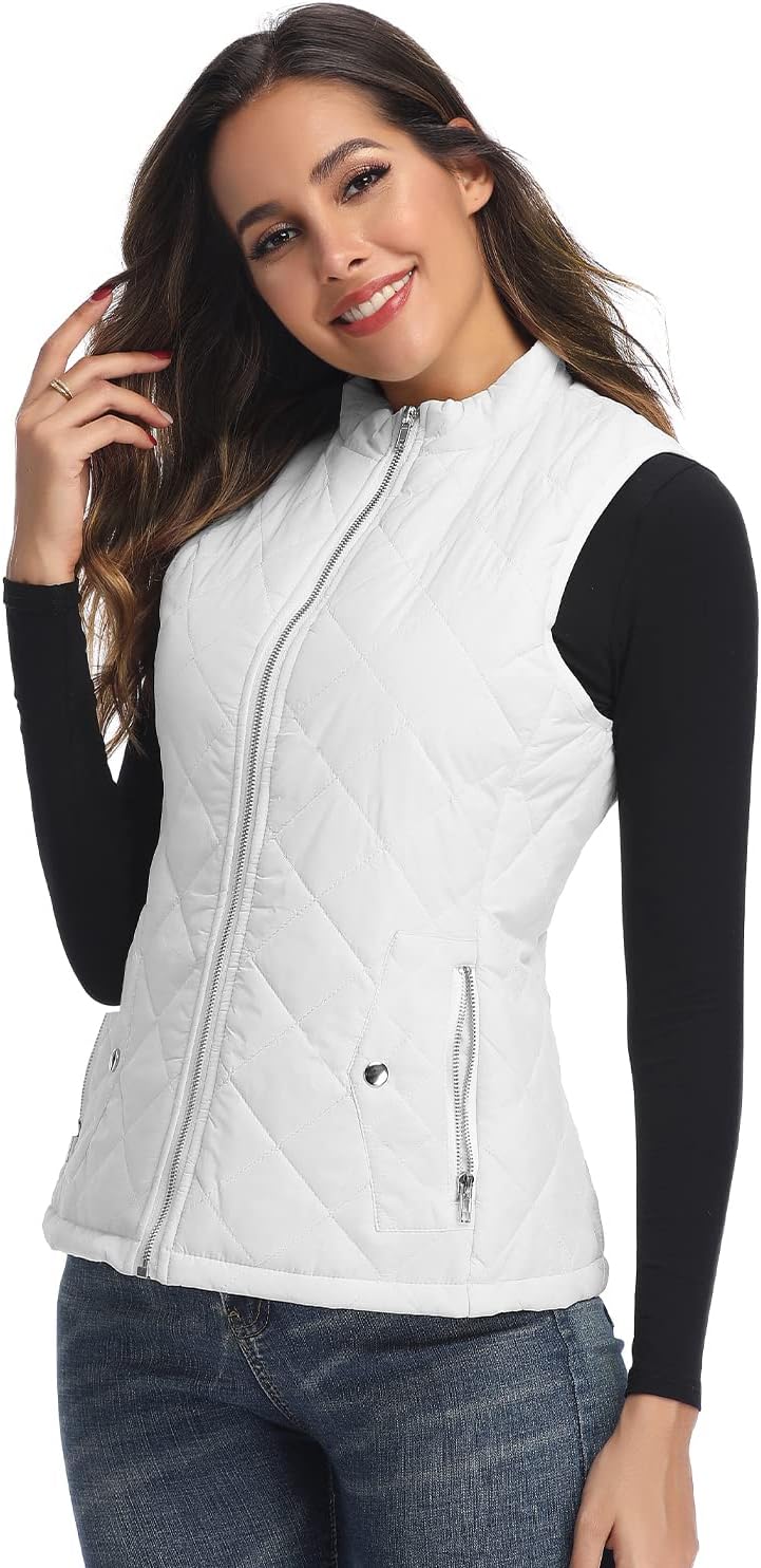 LONGKING Women's Vest, Stand Collar Lightweight Zip Quilted Vest for Women - Image 2