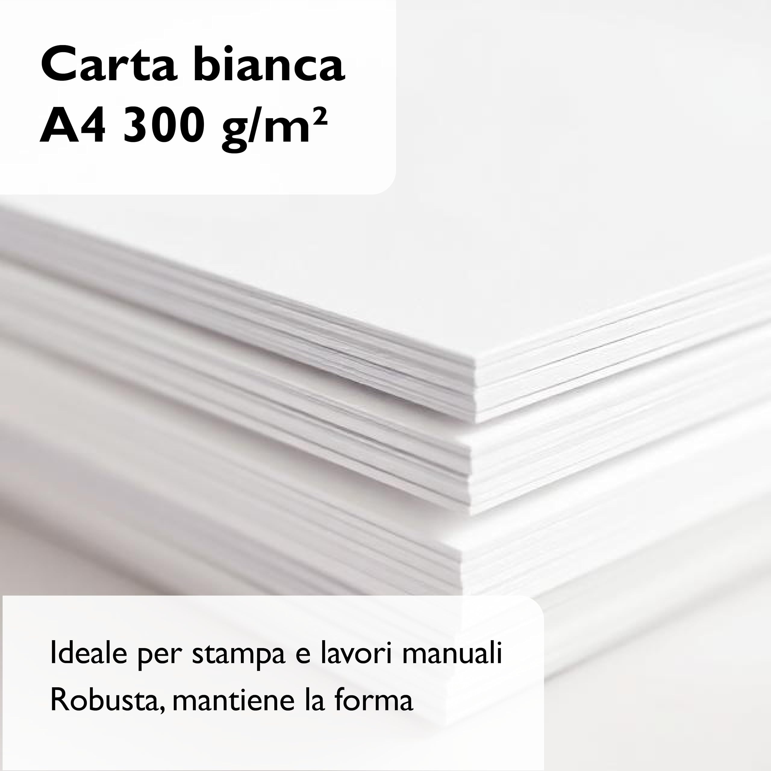 Carta A4 300g/mq Bianco 50 fogli 21x29,7 cm per Stampe Professionali