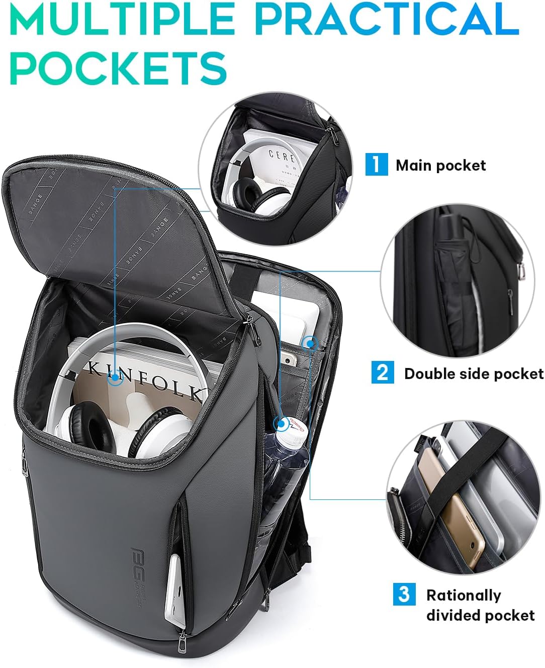 FUTURE AESTHETIC Business Smart Backpack Waterproof fit 15.6 Inch Laptop Backpack with USB Charging Port,Travel Backpack