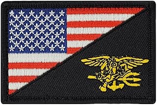 USA Flag Navy Seal Trident Embroidered Morale Patch |Hook Backing 3" x 2" C617
