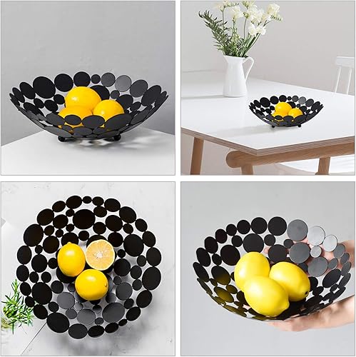 Miniatura 9 de OwnMy Cesta de metal para frutero, centro de mesa creativa, soporte de frutas decorativo para encimera de cocina, plato de frutas grande de hierro