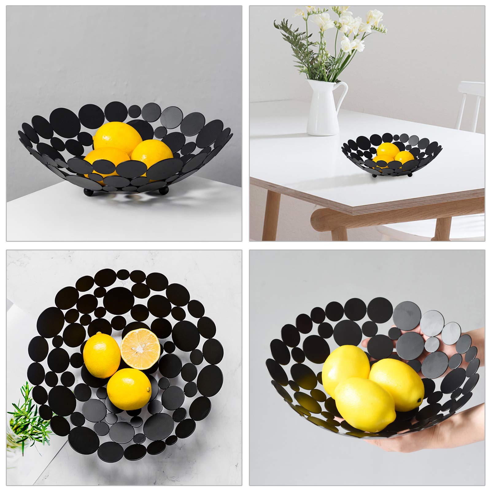 Panier à Fruits Métallique SUMNACON - Doré, 30x9 Cm - Pour Comptoir Cuisine - Ventilation Fruits Et Légumes