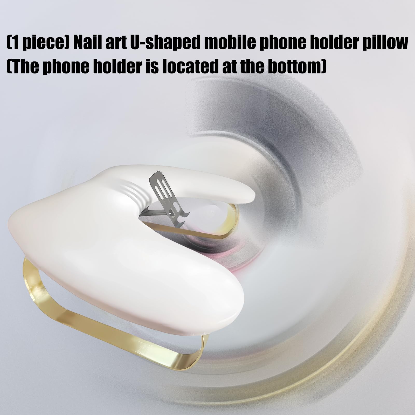 Cuscino a forma di U per manicure, anti-affaticamento, per unghie prolungate, con supporto per telefono