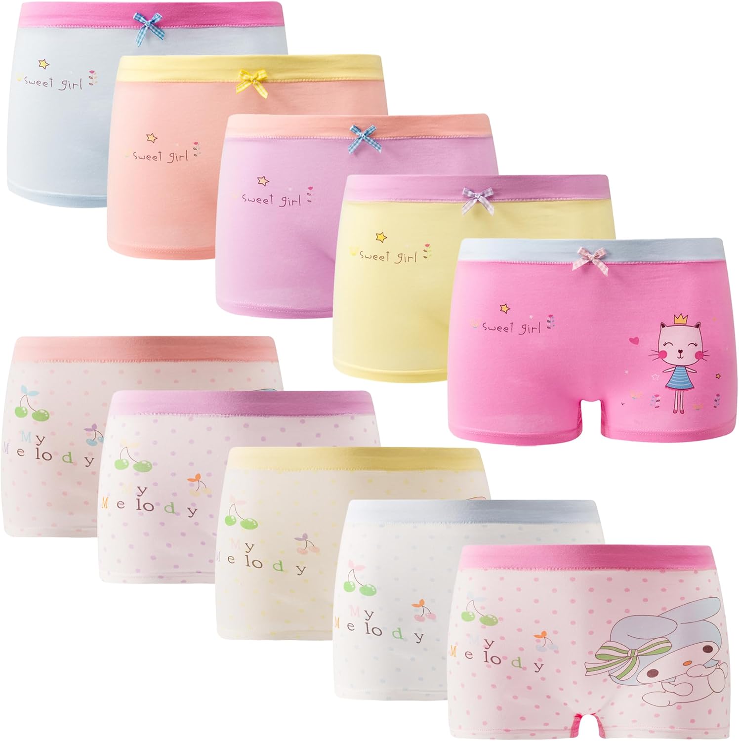 SYDMXWZ Girls Cotton Underwear Soft Boy Shorts Kids Boxer Briefs Panties(Pack of 5)