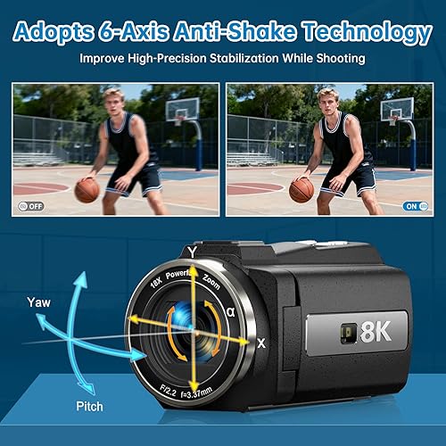 Miniatura 4 de Videocámara 8K 2025 Última Cámaras de Video Ultra HD de 88MP WiFi Cámara de Vlogging para YouTube 18X Cámaras de Video Digital con Tarjeta de 32G y