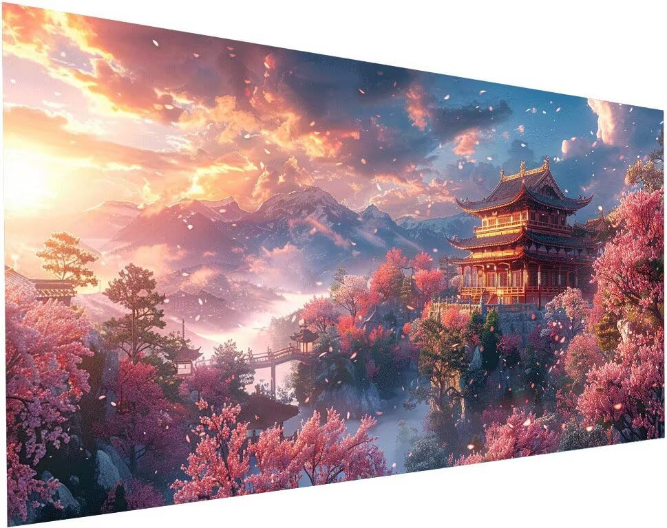 Broderie diamant kit complet maison avec grand paysage DIY 60x120