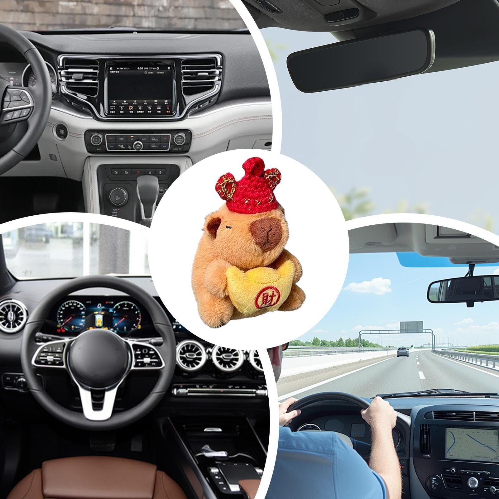 Animale di peluche di capibara, peluche di capibara - Capibara per interni di auto simpatico cartone animato - Peluche animali, divertente bambola di peluche Capibara, decorazioni per cruscotto per am