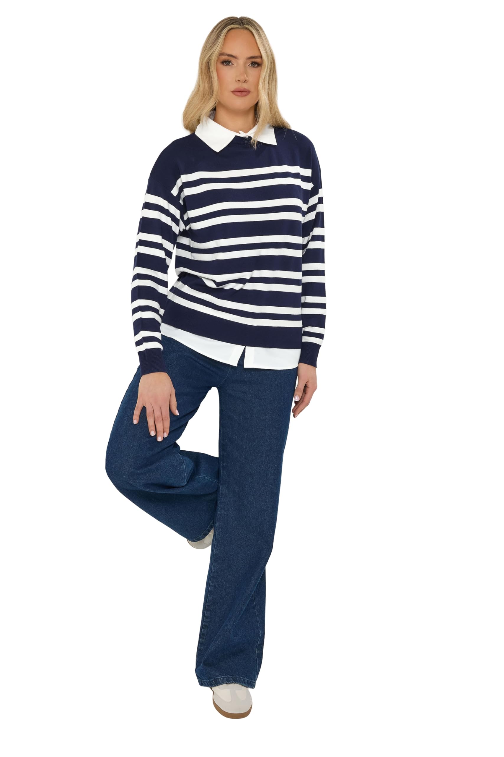 Long Tall Sally Women's Tall 2-In-1 Jumper in Dark Navy | Size: 18-20